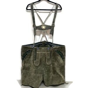 Vintage Haus of Bavaria Green Suede Leather Lederhosen Men's US 3XL? Oktoberfest